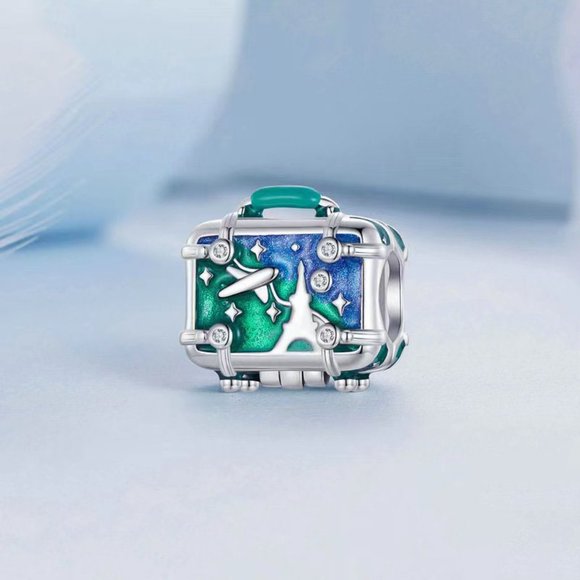 Sterling Silver Suitcase Necklace Pendants,blue Charm Bracelet,Openable Jewelry - Picture 3 of 5